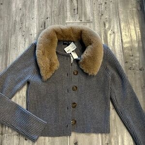 Central Park West Cardigan w/removable fur collar (M)